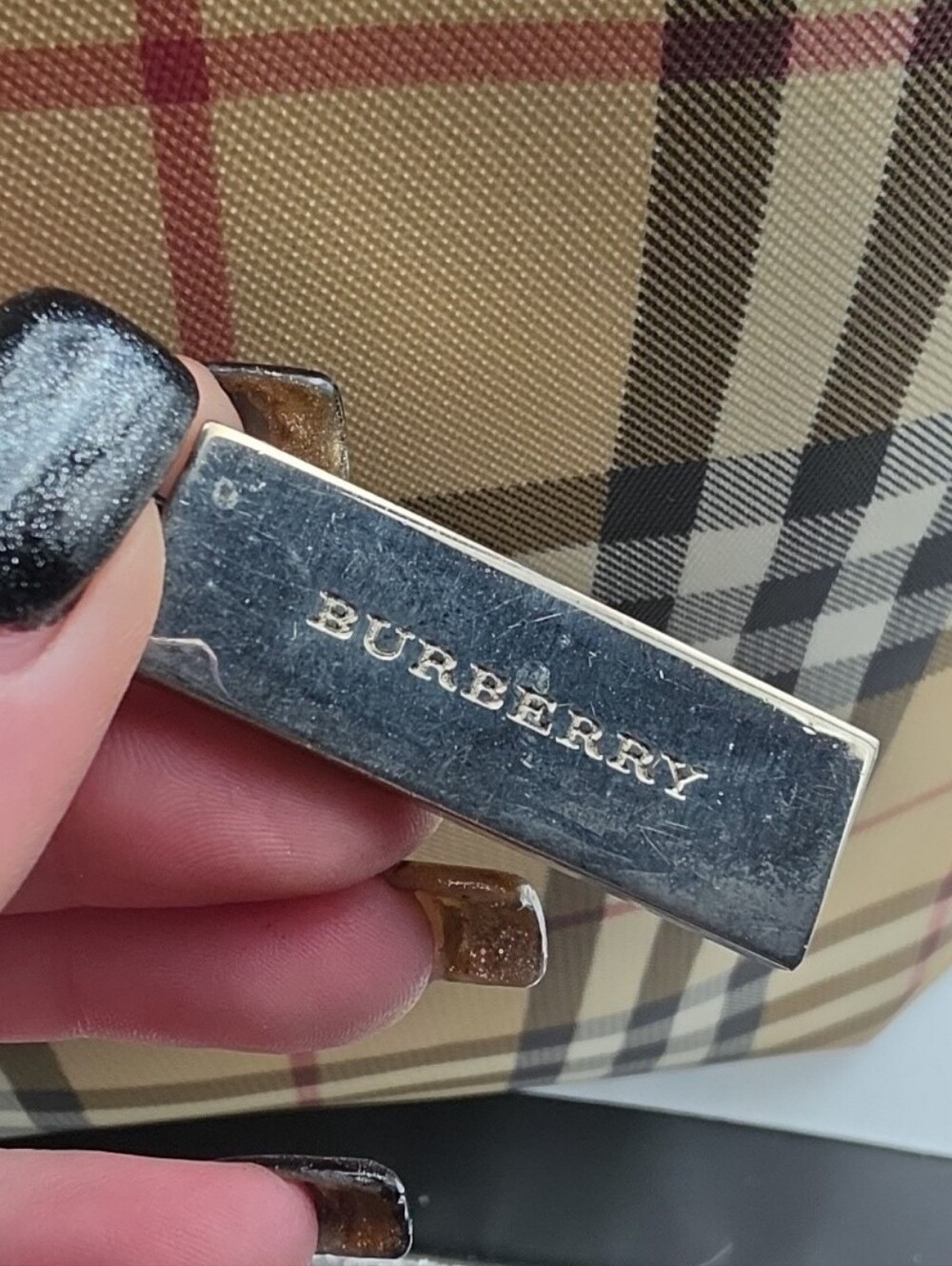 Burberry London House Check Beige & Black W/ PVC Handles / Nylon Tote (EUC)✨️ - Picture 2 of 16